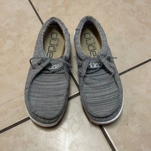 Like new. gray Hey Dude shoes. Sz youth 6 (or ladies Sz 7)